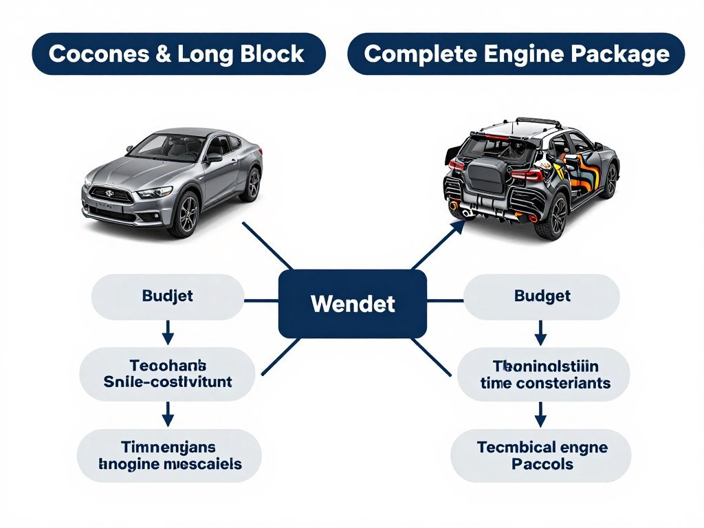 Diagram showing decision flowchart for choosing between Long Block and Complete Engine Package Diagram showing decision flowchart for choosing between Long Block and Complete Engine Package