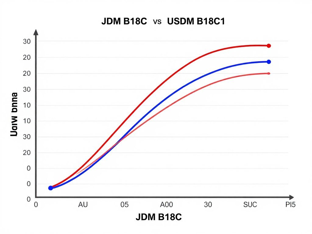 Dyno chart comparing power curves of JDM and USDM engines Dyno chart comparing power curves of JDM and USDM engines