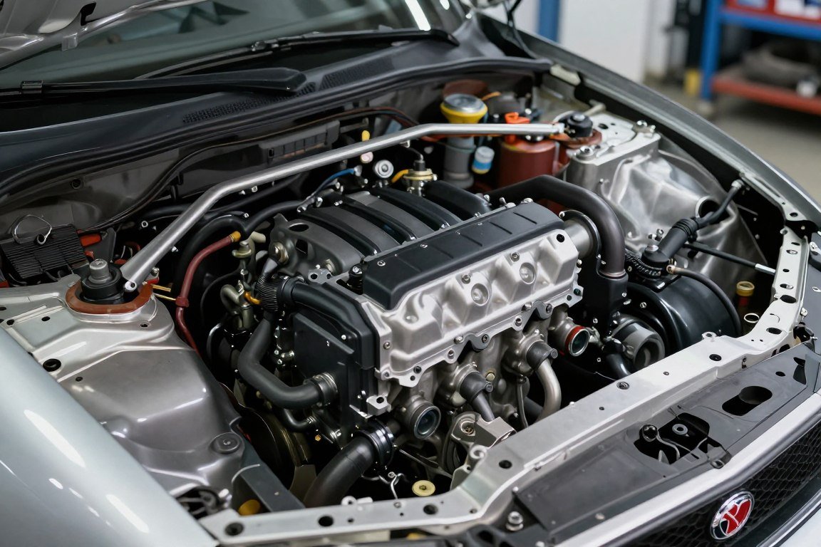 Mechanic installing a Complete Engine Package showing the simplified installation process Mechanic installing a Complete Engine Package showing the simplified installation process