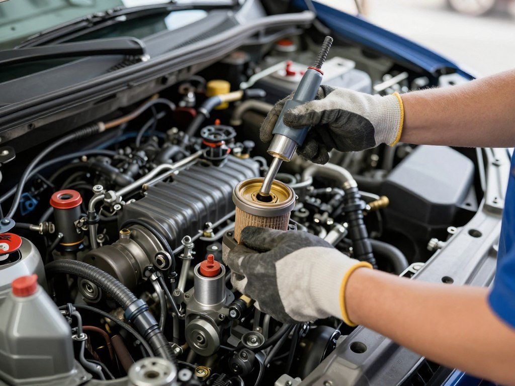Mechanic performing maintenance on a JDM engine Mechanic performing maintenance on a JDM engine