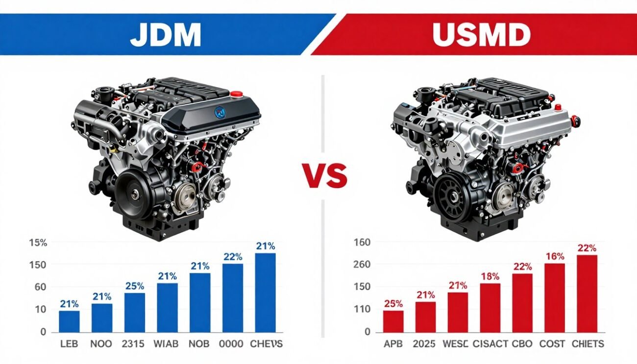 Price comparison chart for JDM vs USDM engines showing value factors Price comparison chart for JDM vs USDM engines showing value factors