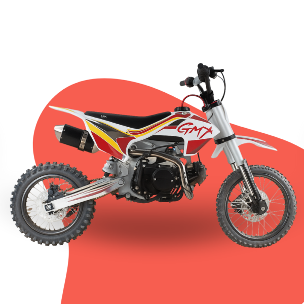 GMX Moto125 125cc Petrol-Powered Kids Dirt Bike - Red/White