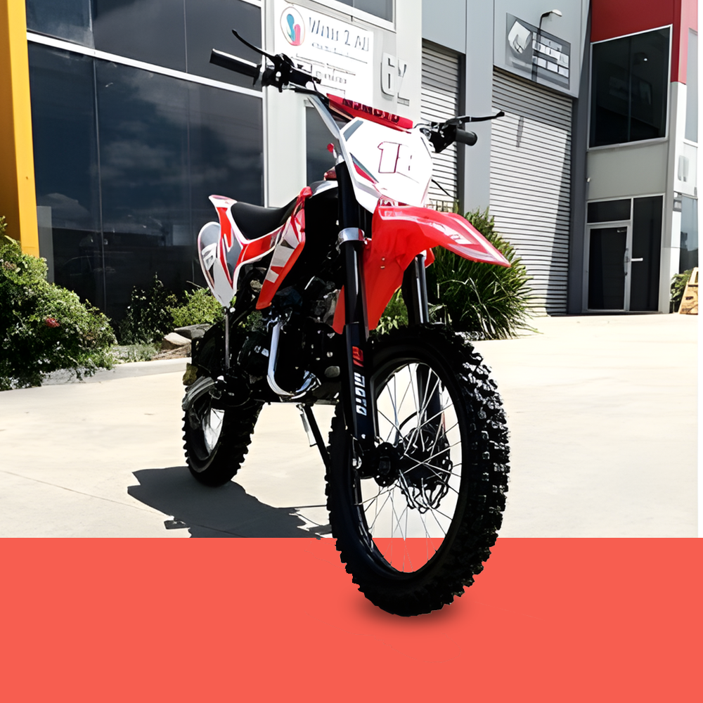 MJM 125cc Petrol Powered 4-Stroke E-Start Kids Dirt Bike - Red MJM 125cc Petrol Powered 4-Stroke E-Start Kids Dirt Bike - Red
